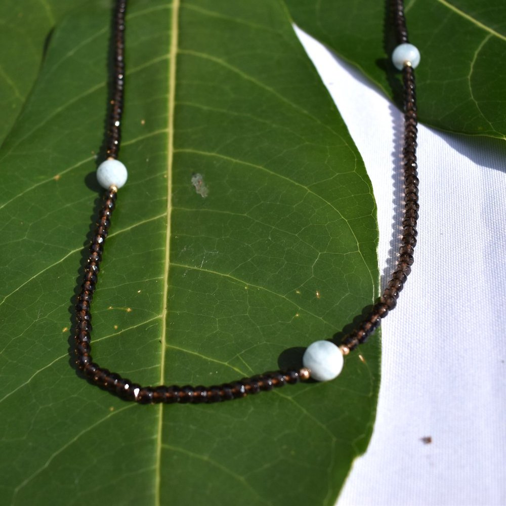 Rarities Smoky Quartz and Aquamarine 36 inch Necklace